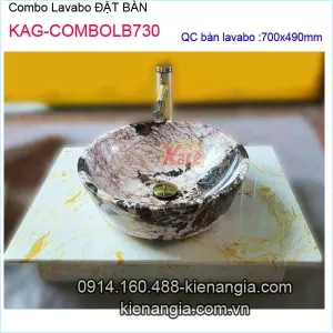 Combo chậu lavabo đặt bàn bằng đá KAG-COMBOLB730