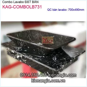 Combo chậu lavabo đặt bàn bằng đá KAG-COMBOLB731