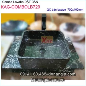 Combo chậu lavabo đặt bàn bằng đá KAG-COMBOLB729