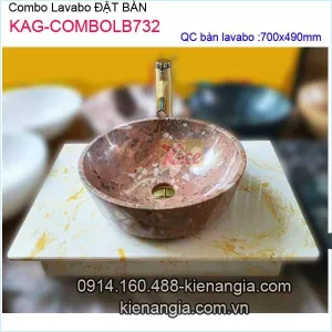 Combo chậu lavabo đặt bàn bằng đá KAG-COMBOLB732