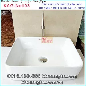 Combo trọn bộ chậu NAIL,SPA hình chữ nhật KAG-Nail03