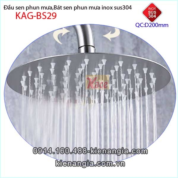Đầu sen phun mưa tròn inox sus304 KAG-BS29