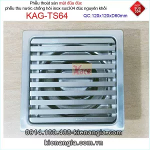 Thoát sàn mặt đũa đúc cao cấp inox sus304 12x12xD60 KAG-TS64
