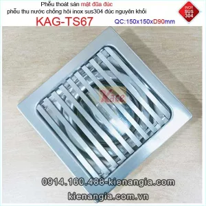 Thoát sàn mặt đũa đúc cao cấp inox sus304 15x15xD90 KAG-TS67