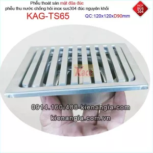 Thoát sàn mặt đũa đúc cao cấp inox sus304 12x12xD90 KAG-TS65