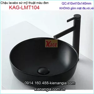 Chậu lavabo tròn mỹ thuật màu đen KAG-LMT104
