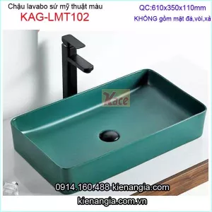Chậu lavabo chữ nhật mỹ thuật xanh ngọc KAG-LMT102