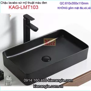 Chậu lavabo chữ nhật mỹ thuật màu đen KAG-LMT103