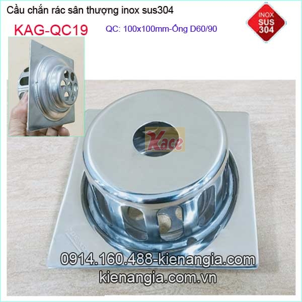 Cầu chắn rác đế vuông 10x10x D60 KAG-QC19