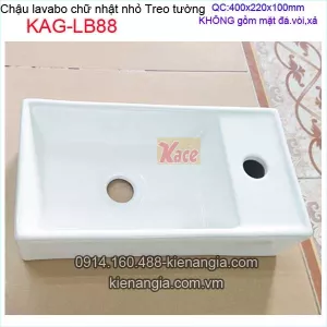 Lavabo chữ nhật nhỏ treo tường KAG-LB88
