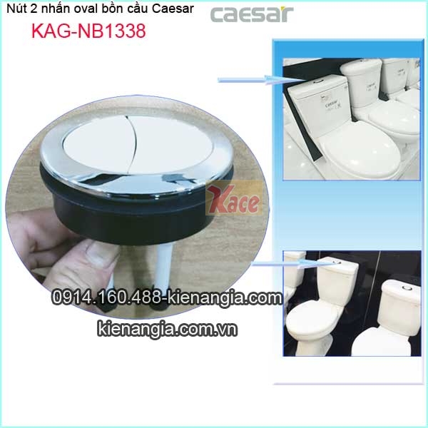 Nút 2 nhấn OVAL  bồn cầu Caesar-KAG-NB1338