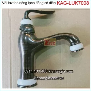 Vòi lavabo nóng lạnh đồng cổ điển 20cm KAG-LUK7008