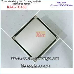 Thoát sàn mỹ thuật chống côn trùng màu INOX 10x10xD42/49/60 KAG-TS183