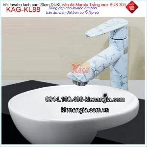 Vòi lavabo lạnh 20cm inox sus304 vân đá Marble trắng vân khói KAG-KL88