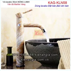 Vòi 30cm vân đá Marble lavabo nóng lạnh vàng nâu KAG-KLN58