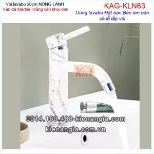 Vòi 20cm vân đá Marble lavabo nóng lạnh trắng vân khói đen KAG-KLN63