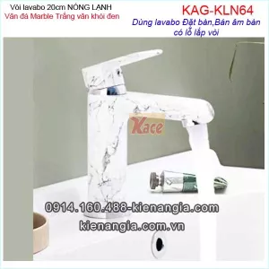 Vòi 20cm vân đá Marble lavabo nóng lạnh trắng vân khói đen KAG-KLN64
