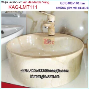Chậu lavabo tròn mỹ thuật vân đá Marble Vàng KAG-LMT111