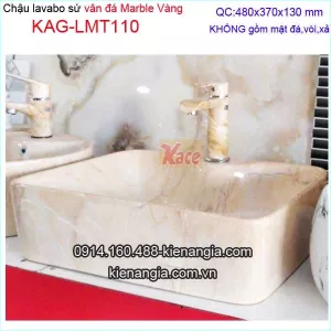 Chậu lavabo chữ nhật mỹ thuật vân đá Marble Vàng KAG-LMT110