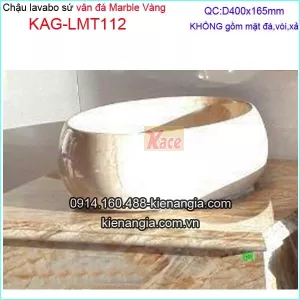 Lavabo tròn vân đá Marble vàng nâu KAG-LMT112