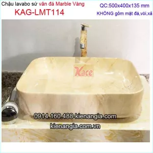 Lavabo CHỮ NHẬT vân đá Marble vàng nâu KAG-LMT114