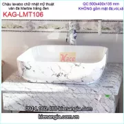 Chậu lavabo đặt bàn vân đá Marble trắng vân đen KAG-LMT106