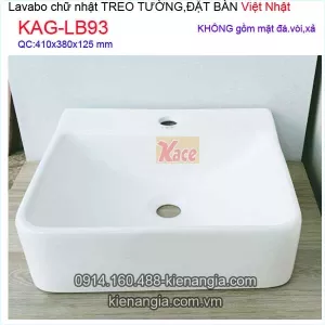 Chậu lavabo chữ nhật treo tường,đặt bàn Việt Nhật KAG-LB93