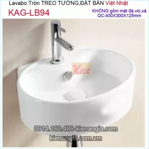 Chậu lavabo tròn nhỏ treo tường,đặt bàn Việt Nhật KAG-LB94