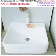 Combo lavabo đặt bàn,vòi inox 304 vân đá KAG-ComboLB93KL86