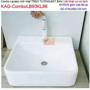 Combo lavabo đặt bàn,vòi inox 304 vân đá KAG-ComboLB93KL86