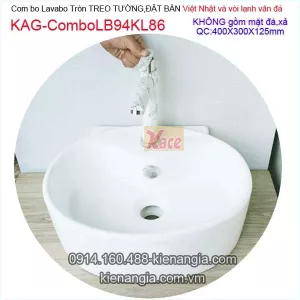 Combo lavabo đặt bàn vòi inox 304 vân đá KAG-ComboLB94KL86