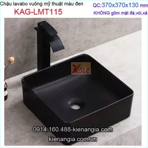 Chậu lavabo vuông màu đen nghệ thuật đặt bàn KAG-LMT115