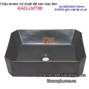 Chậu lavabo mỹ thuật sứ mỹ thuật màu đen huyền bí KAG-LMT88