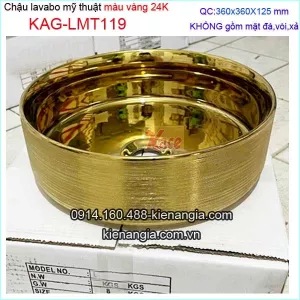 Chậu lavabo tròn mỹ thuật màu vàng 24K KAG-LMT119