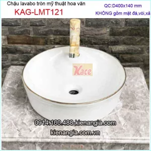 Chậu lavabo tròn viền nhủ vàng KAG-LMT121