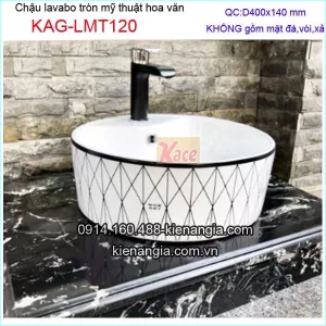 Chậu lavabo tròn mỹ thuật hoa văn đặt bàn KAG-LMT120