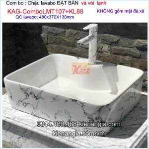 Combo lavabo hoa văn và vòi vân đá KAG-ComboLMT107-KL88
