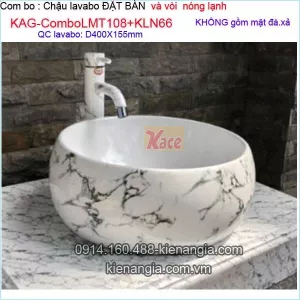 Combo lavabo hoa văn và vòi vân đá KAG-ComboLMT108-KLN66