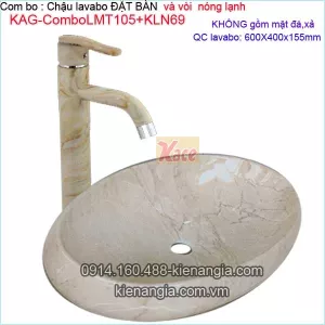 Combo lavabo vân đá ,vòi nóng lạnh KAG-ComboLMT105-KLN69