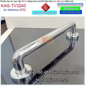 Thanh tay vịn inox sus304 ống D32 lớn lắp âm an toàn bệnh viện 40cm KAG-TTV3240