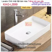 Chậu lavabo chữ nhật trắng mờ cao cấp Đặt bàn KAG-LB99