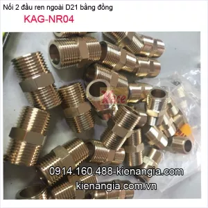 Nối 2 đầu ren ngoài D21 bằng đồng KAG-NR04