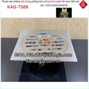 Thoát sàn chống trào ngược-côn trùng 12x12 ống D42-60 KAG-TS69