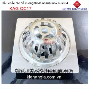 Cầu chắn rác đế VUÔNG 120x120XD60 sus 304 KAG-QC17