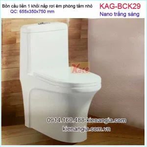 Bồn cầu 1 khối phòng tắm nhỏ  Nano trắng sáng mẫu mới nhất KAG-BCK29