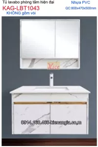 Tủ lavabo phòng tắm hiện đại  PVC 80cm cao cấp KAG-LBT1043
