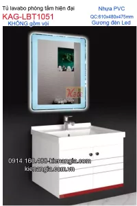 Tủ lavabo phòng tắm nhỏ xinh hiện đại  PVC 60cm KAG-LBT1051