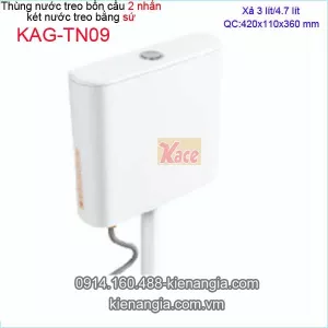 Thùng nước treo tường bồn cầu 2 nhấn bằng sứ KAG-TN09
