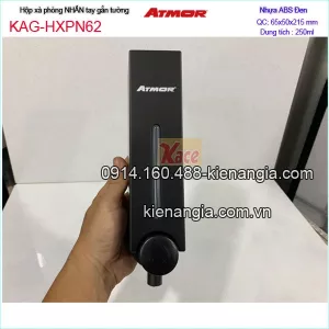Hộp xà phòng sát khuẩn nhấn tay gắn tường màu đen ATMOR KAG-HXPN62