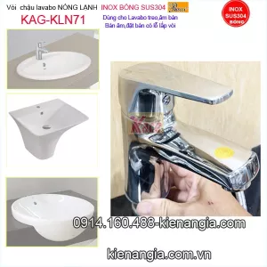 Vòi chậu lavabo nóng lạnh inox  bóng 304 Proxia KAG-KLN71